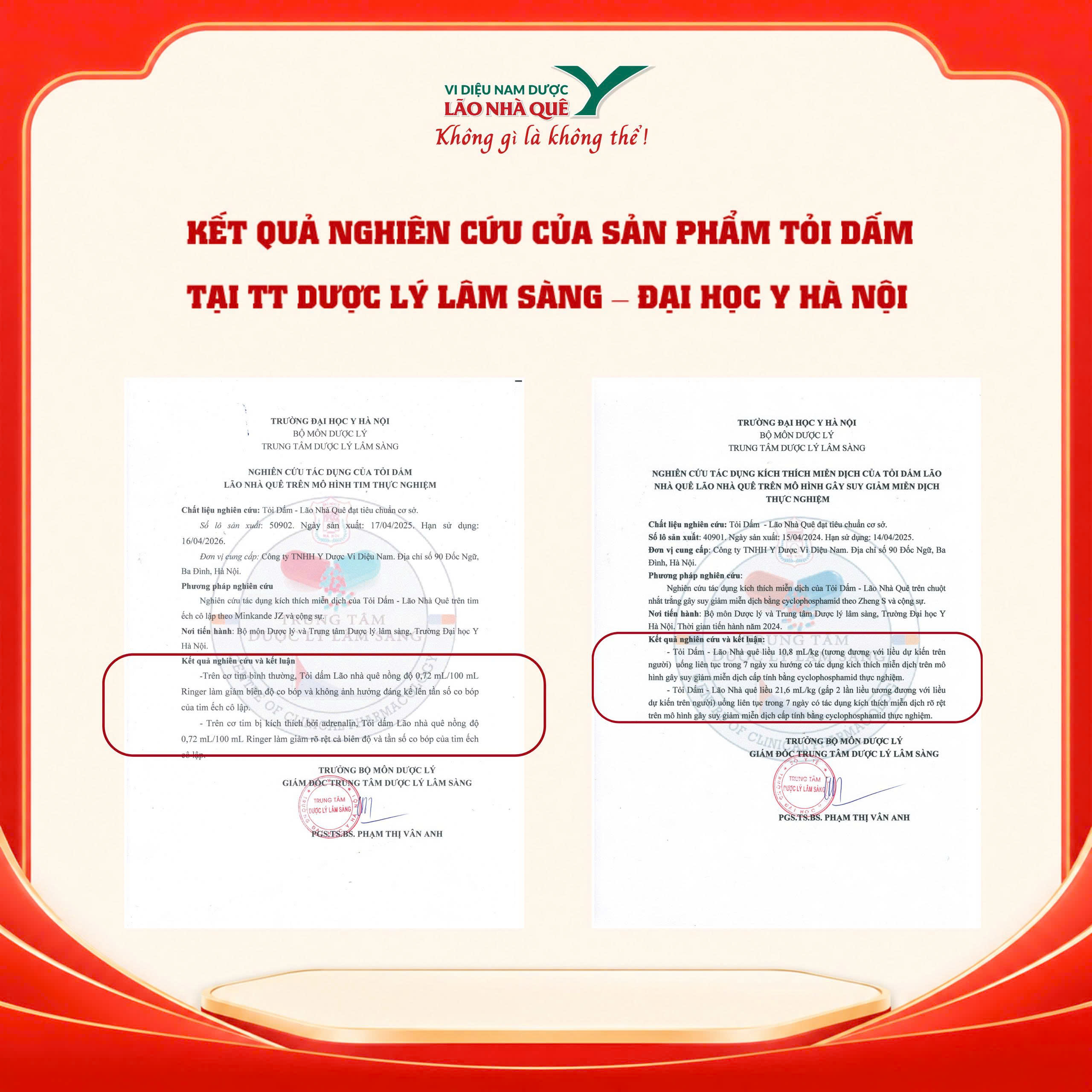 Chứng nhận nghiên cứu Tỏi Dấm
